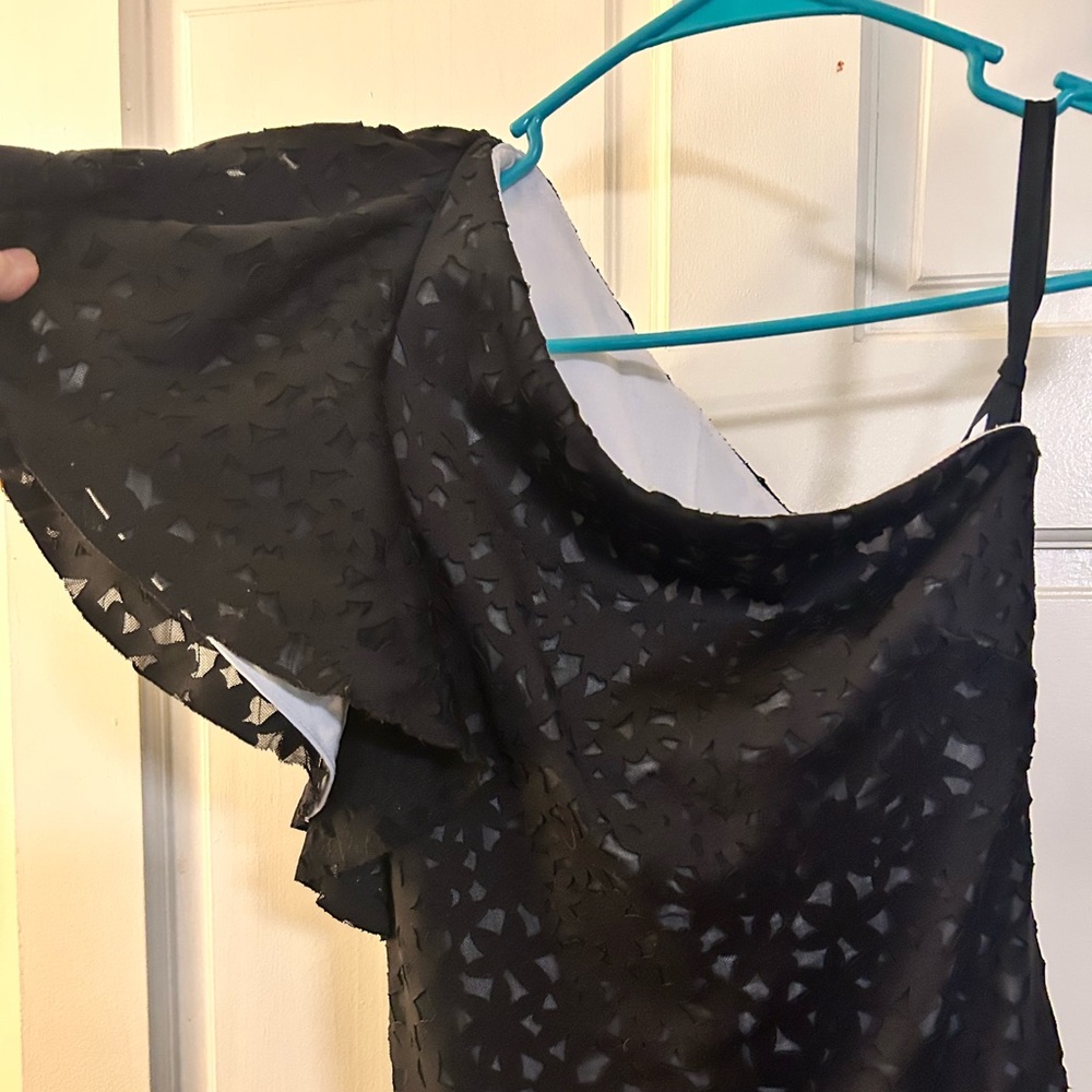 Badgley Mischka One Shoulder Black Dress